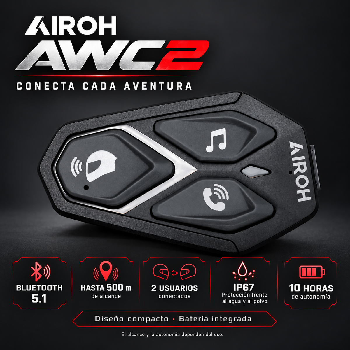 Intercomunicador Airoh AWC2 para Casco de Moto