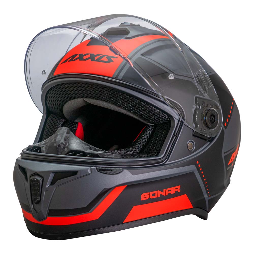 Casco de Moto Axxis Draken S Sonar B5 Rojo Fluor Mate