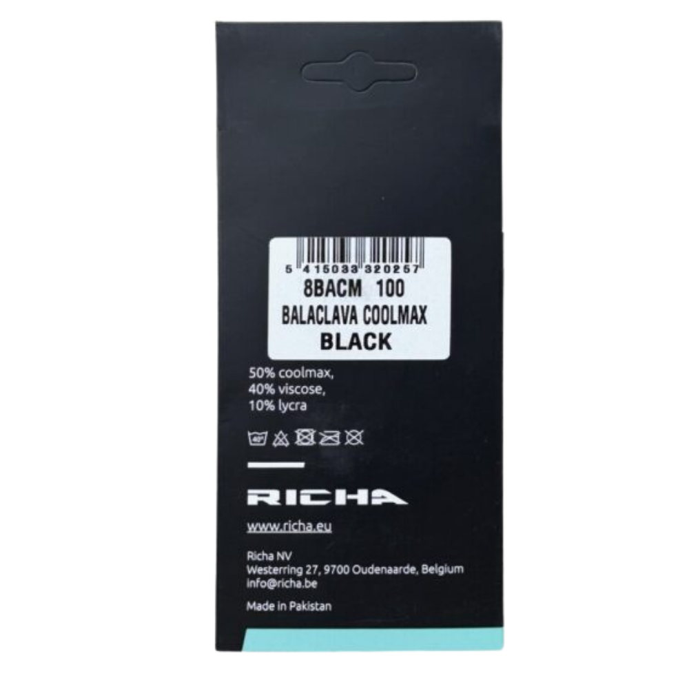 Balaclava Moto Richa Coolmax Negro - Coolmax Transpirable