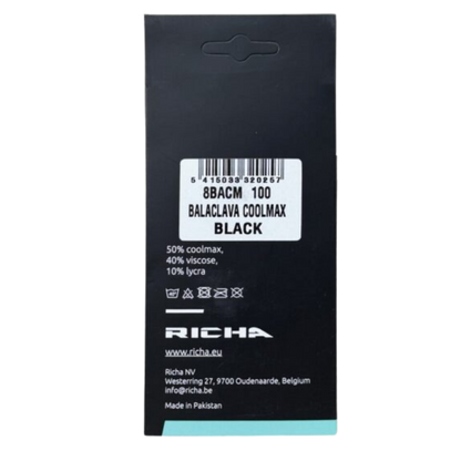 Balaclava Moto Richa Coolmax Negro - Coolmax Transpirable