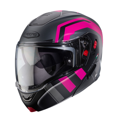 Casco de Moto Abatible CABERG HORUS X ROAD MATT GUN METAL/BLACK/FUCSIA