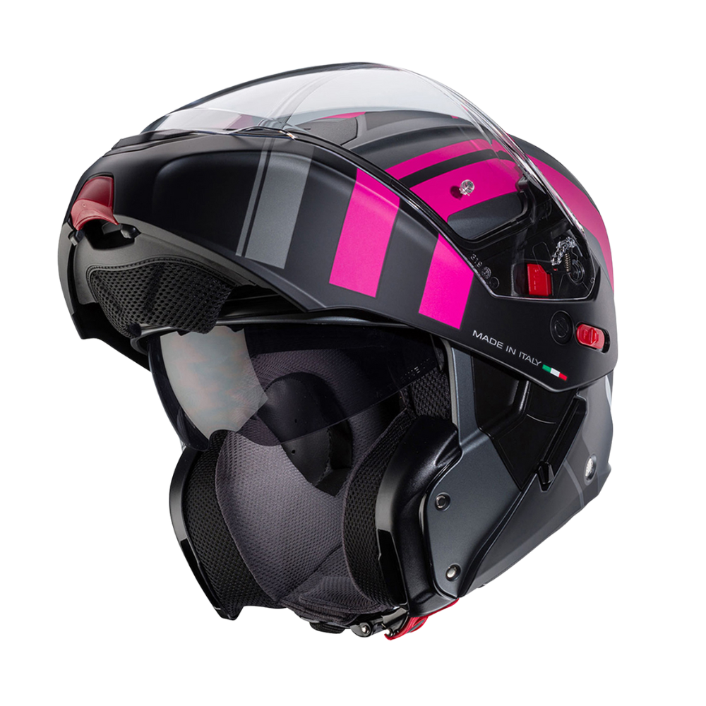 Casco de Moto Abatible CABERG HORUS X ROAD MATT GUN METAL/BLACK/FUCSIA