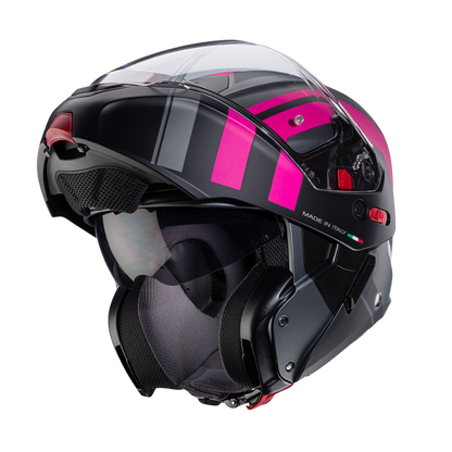 Casco de Moto Abatible CABERG HORUS X ROAD MATT GUN METAL/BLACK/FUCSIA