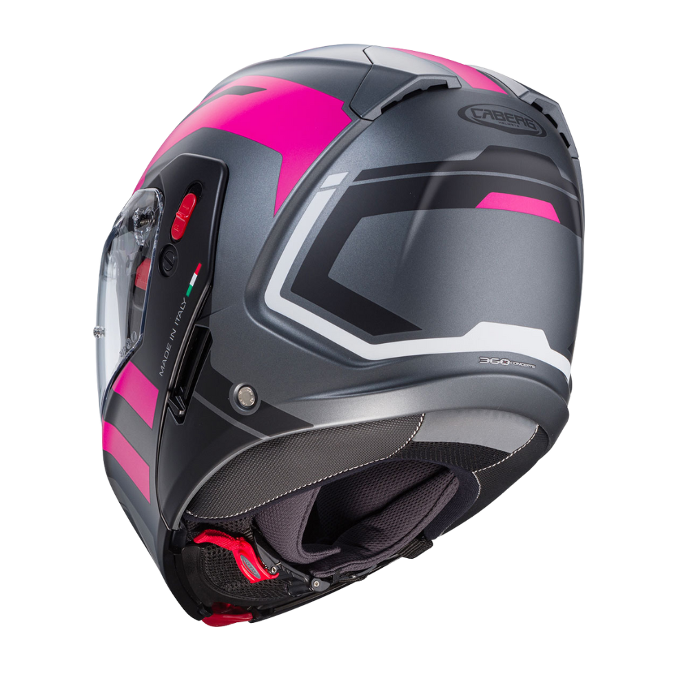Casco de Moto Abatible CABERG HORUS X ROAD MATT GUN METAL/BLACK/FUCSIA