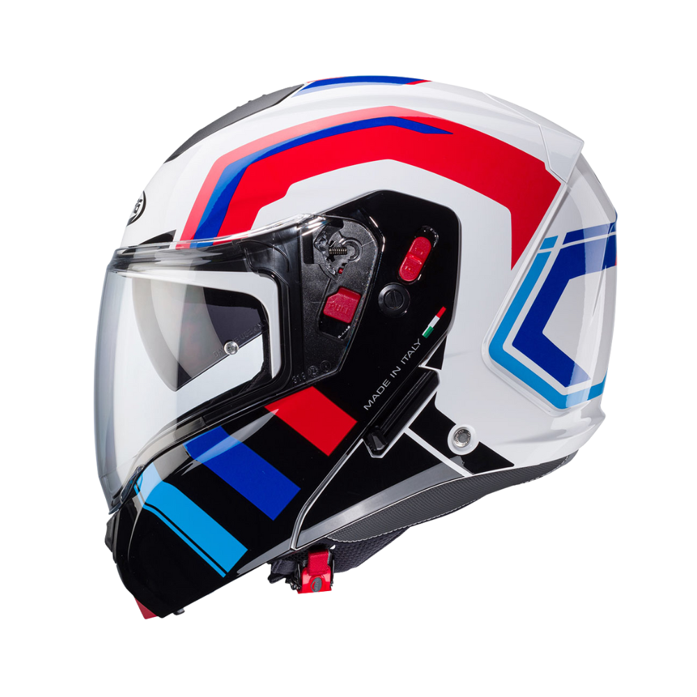Casco de Moto Abatible CABERG HORUS X ROAD WHITE/BLACK/RED/BLUE