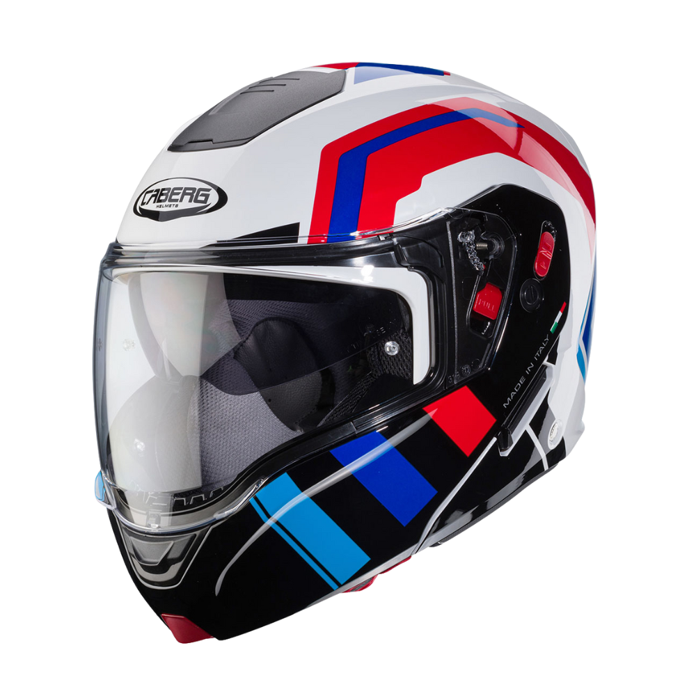 Casco de Moto Abatible CABERG HORUS X ROAD WHITE/BLACK/RED/BLUE