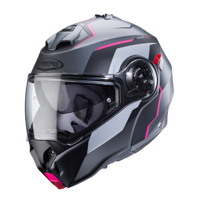 Casco de Moto Abatible CABERG DUKE EVO mOVE mATT GUN METAL/BLACK/FUCSIA