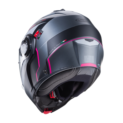 Casco de Moto Abatible CABERG DUKE EVO mOVE mATT GUN METAL/BLACK/FUCSIA
