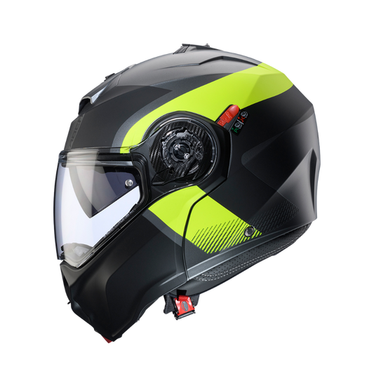 Casco de Moto Abatible CABERG DUKE EVO Indy matt black metal/yellow fluor/black