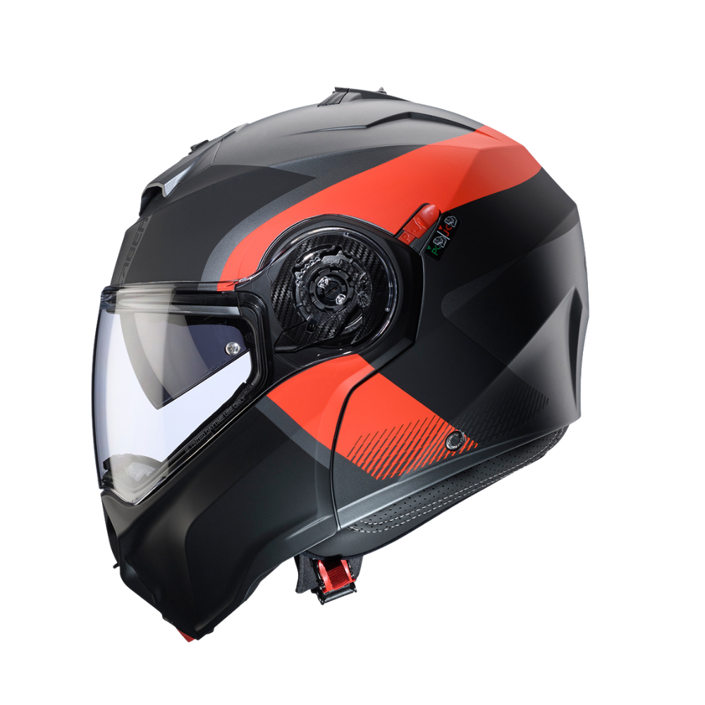 Casco de Moto Abatible CABERG DUKE EVO Indy matt gun metal/red fluor/black