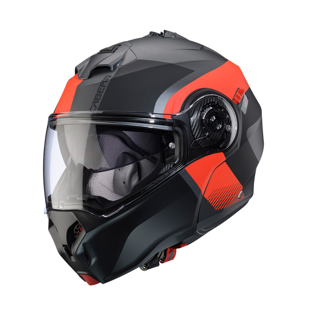 Casco de Moto Abatible CABERG DUKE EVO Indy matt gun metal/red fluor/black