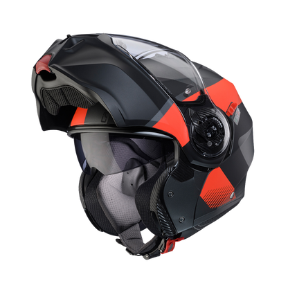 Casco de Moto Abatible CABERG DUKE EVO Indy matt gun metal/red fluor/black