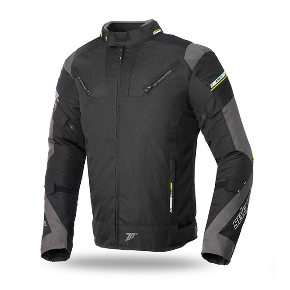 Chaqueta para Moto Seventy  SD-JR69 Invierno Racing Hombre Negra/Amarillo Fluor