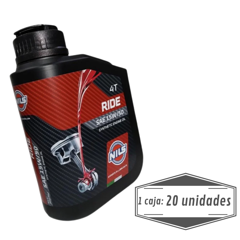 Aceite Moto Nils Ride 15W50 Sintético 1L - Caja 20 Unid