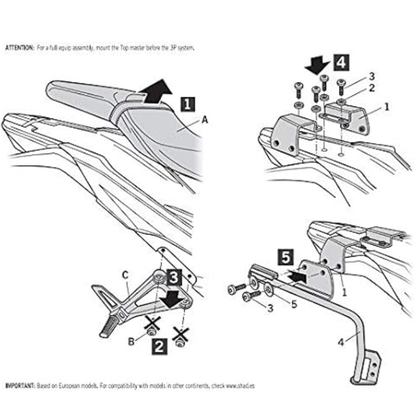 Anclaje de Maletas Laterales Shad 3P System para Honda CB190R (2016) - H0CB16IF