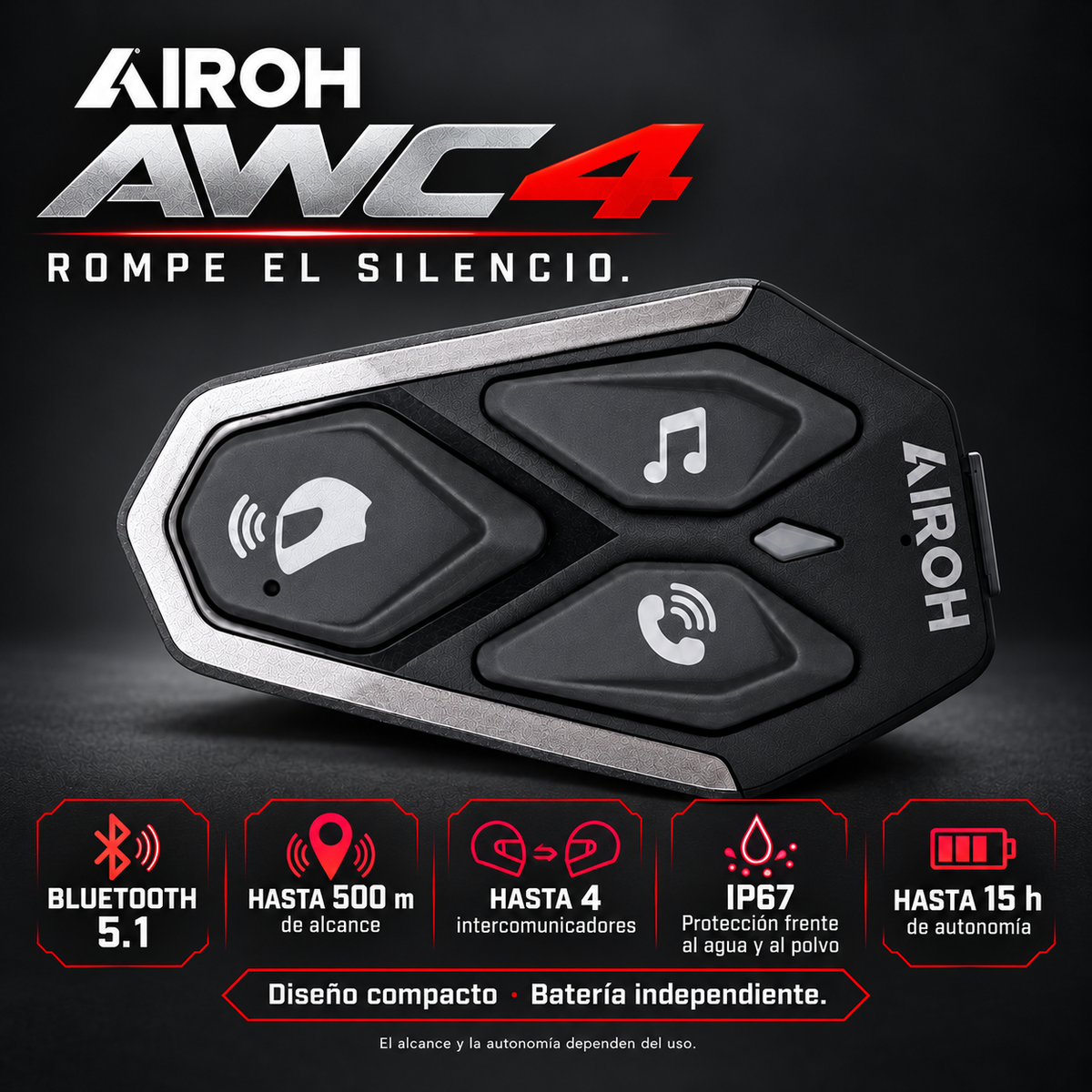 Intercomunicador Airoh AWC4 para Casco de Moto