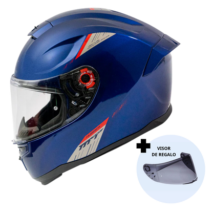 Casco de Moto MT Helmets Hummer Solid A7 Azul Brillo + Pantalla Dark