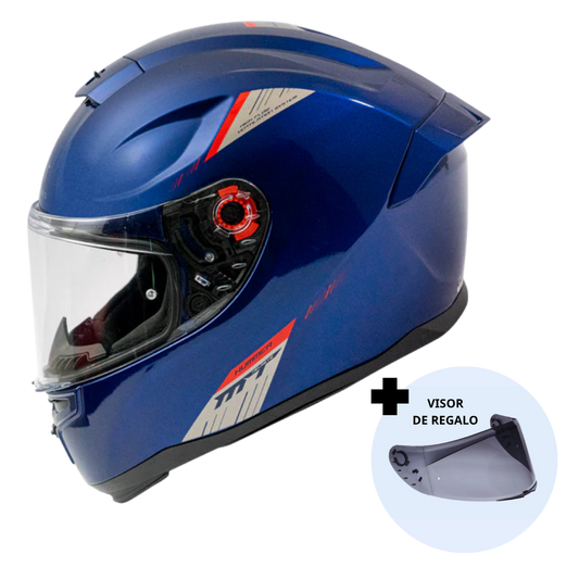 Casco de Moto MT Helmets Hummer Solid A7 Azul Brillo + Pantalla Dark