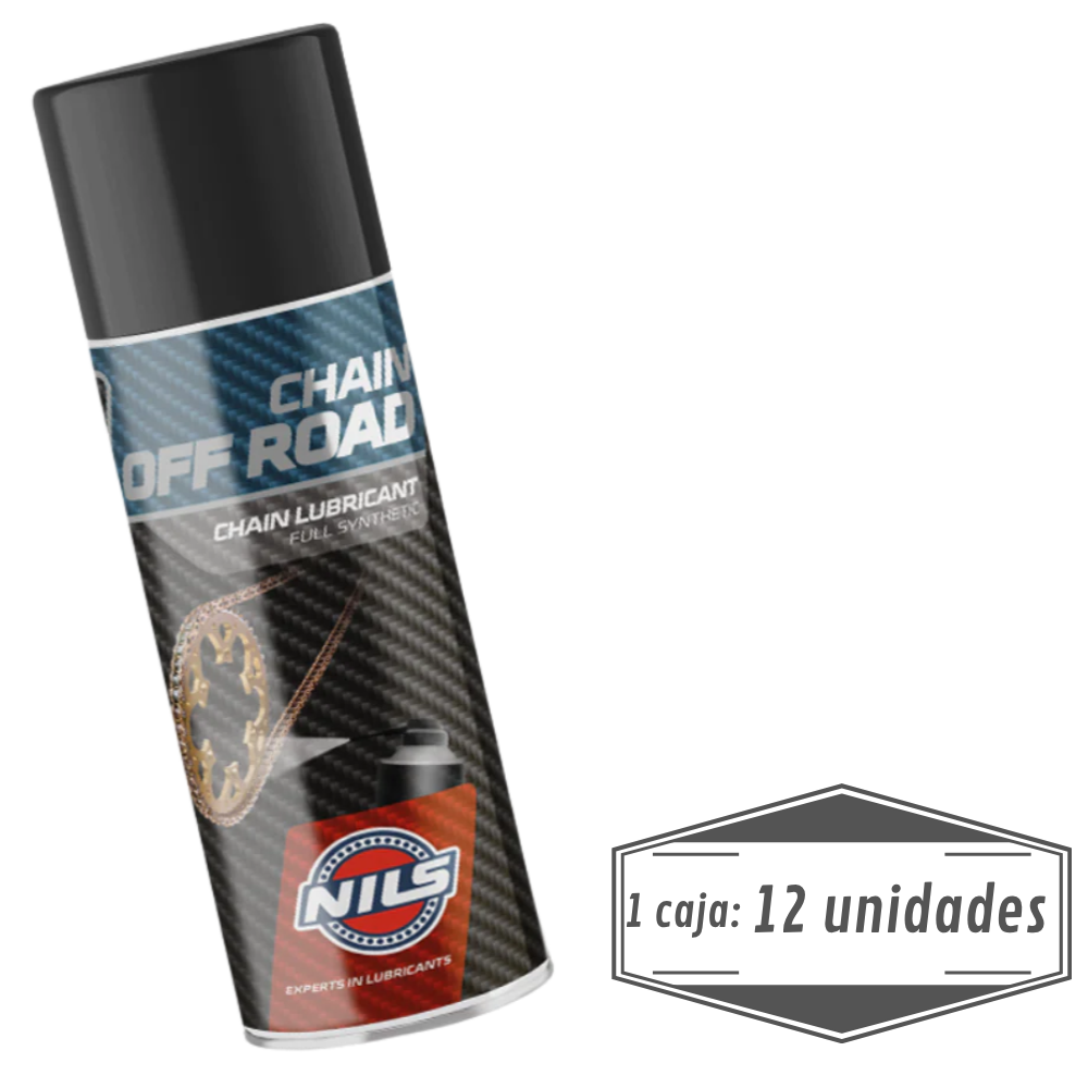 Lubricante Cadena Moto Off Road Spray NILS 400ml - Caja 12 Unids
