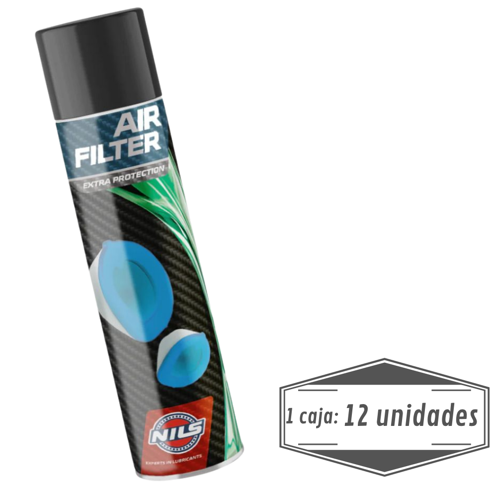 Aceite Spray Filtro Aire Moto NILS 600ml - Caja 12 Unids