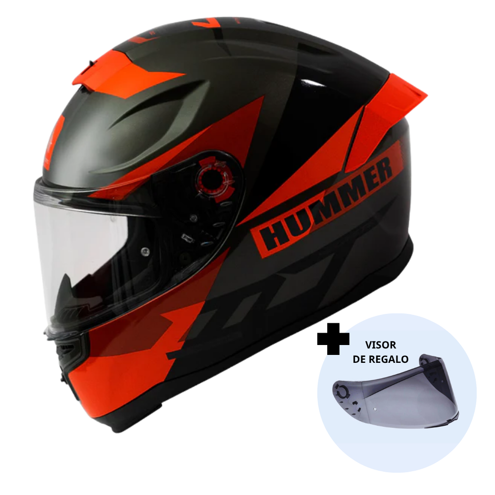 Casco de Moto MT Helmets Hummer Quo B5 Rojo Brillo + Pantalla Dark
