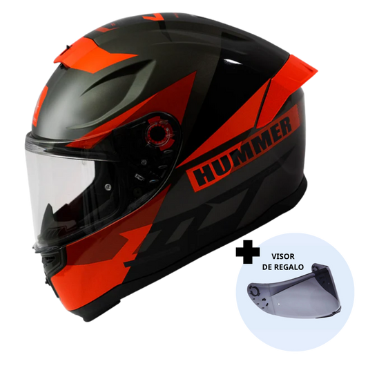 Casco de Moto MT Helmets Hummer Quo B5 Rojo Brillo + Pantalla Dark