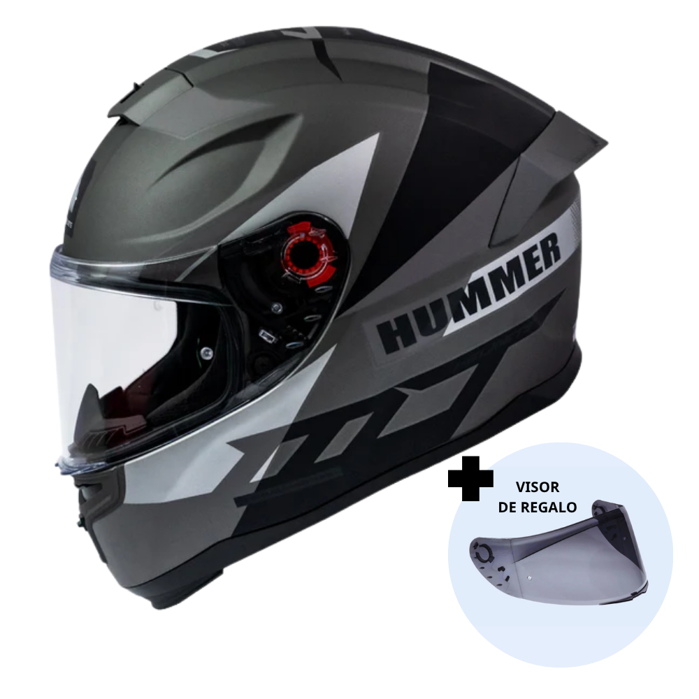 Casco de Moto MT Helmets Hummer Quo Titanium Mate + Pantalla Dark