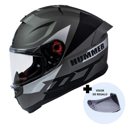 Casco de Moto MT Helmets Hummer Quo Titanium Mate + Pantalla Dark