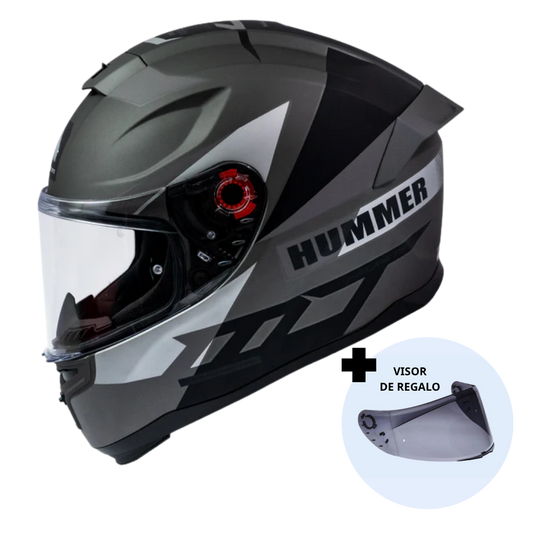 Casco de Moto MT Helmets Hummer Quo Titanium Mate + Pantalla Dark