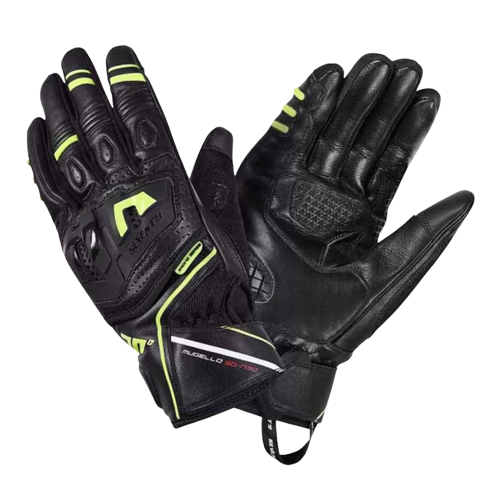 Guante para Moto Seventy SD-N30 Mugello Touring Negro/Amarillo Fluor Hombre
