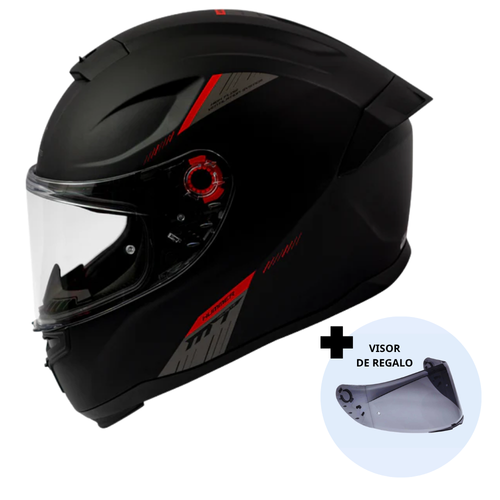 Casco de Moto MT Helmets Hummer Solid A1 Negro Mate + Pantalla Dark
