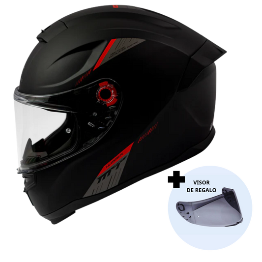 Casco de Moto MT Helmets Hummer Solid A1 Negro Mate + Pantalla Dark