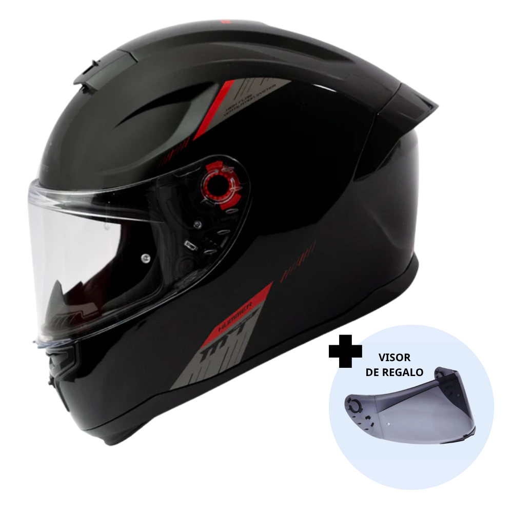 Casco de Moto MT Helmets Hummer Solid A1 Negro Brillo + Pantalla Dark