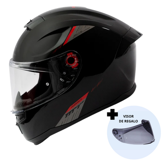Casco de Moto MT Helmets Hummer Solid A1 Negro Brillo + Pantalla Dark