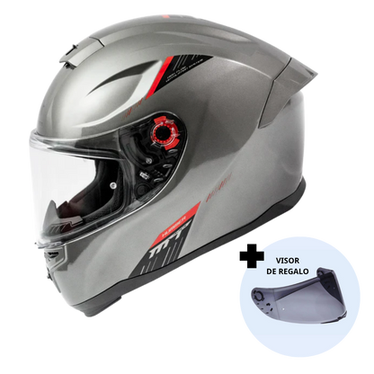 Casco de Moto MT Helmets Hummer Solid A2 Titanium Brillo + Pantalla Dark
