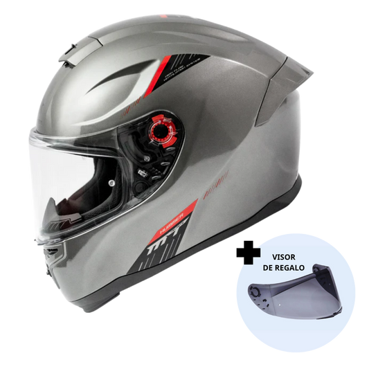Casco de Moto MT Helmets Hummer Solid A2 Titanium Brillo + Pantalla Dark