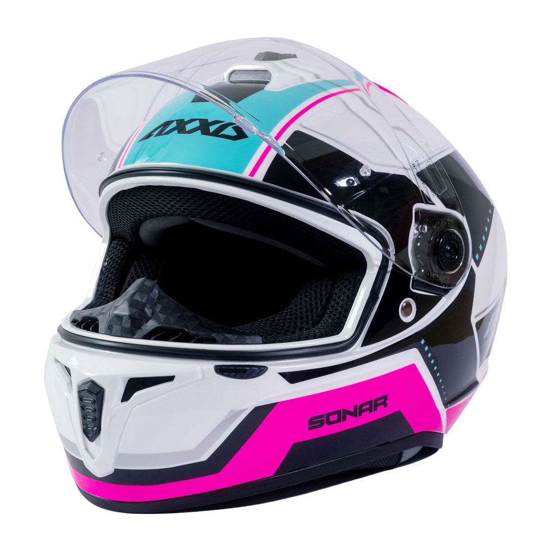 Casco de Moto Axxis Draken S Sonar A8 Rosa Fluor Brillo