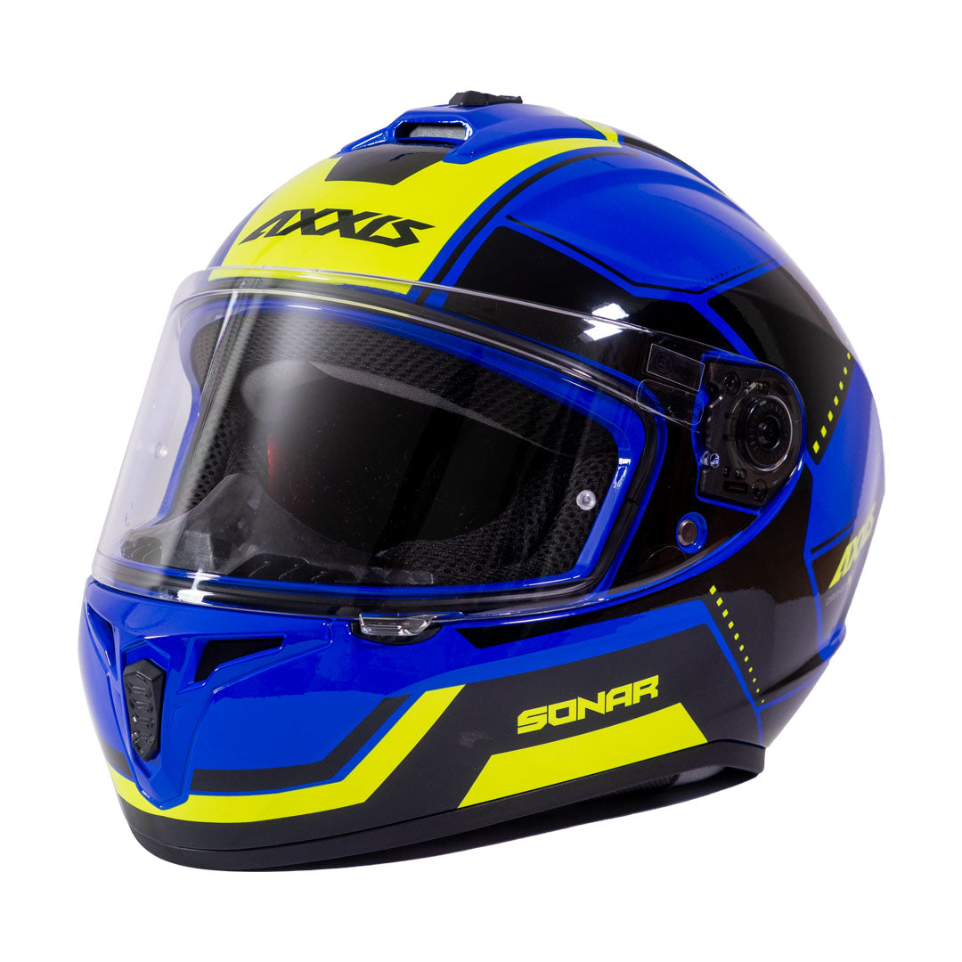 Casco de Moto Axxis Draken S Sonar E7 Azul Brillo