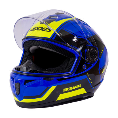 Casco de Moto Axxis Draken S Sonar E7 Azul Brillo